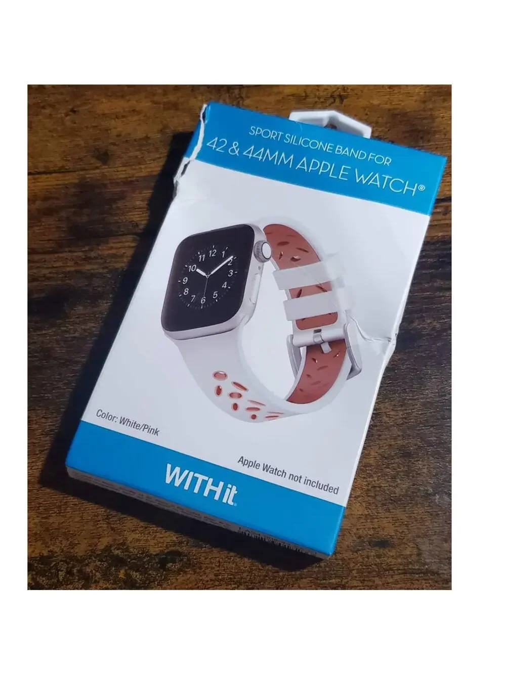 NEW! WITHit Apple Watch Silicone Sport Band 42mm / 44mm White/Pink